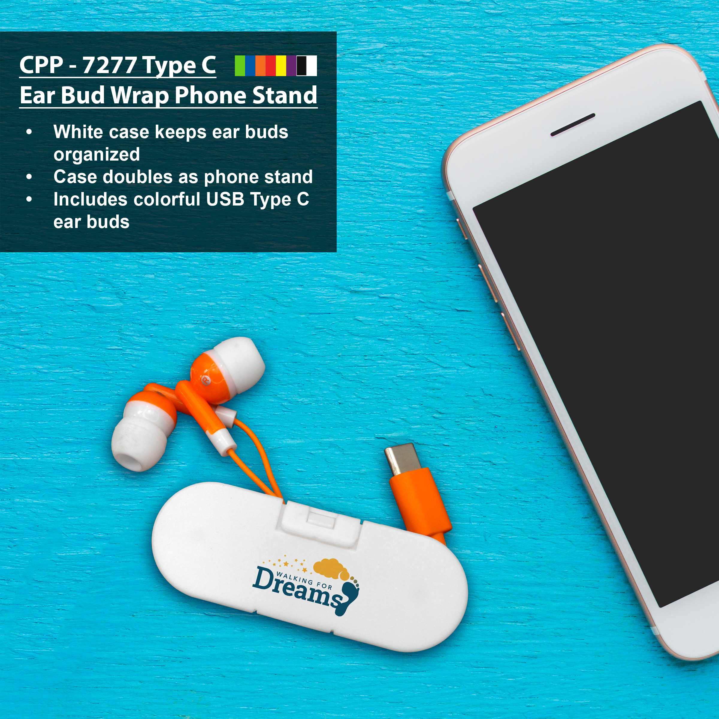 Type C Ear Bud Wrap Phone Stand 1