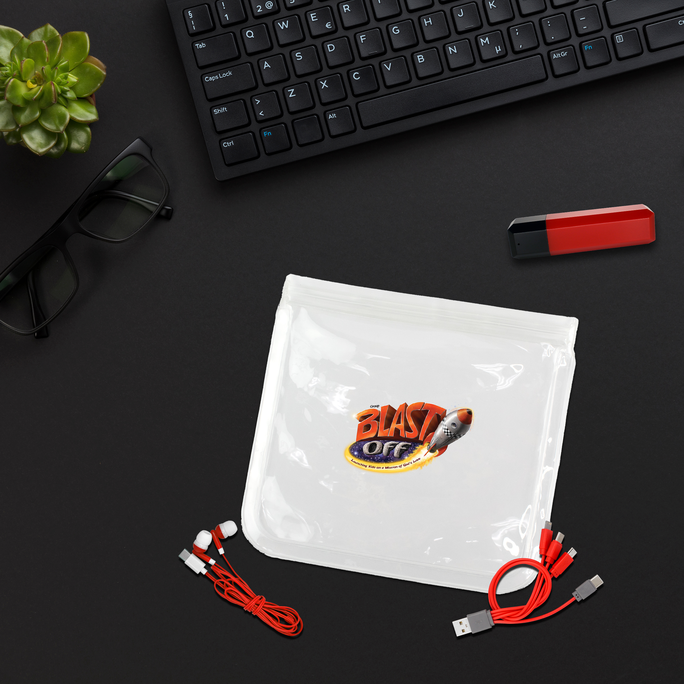 Clear Viper Cable, Ear Bud & Cloth Set 1