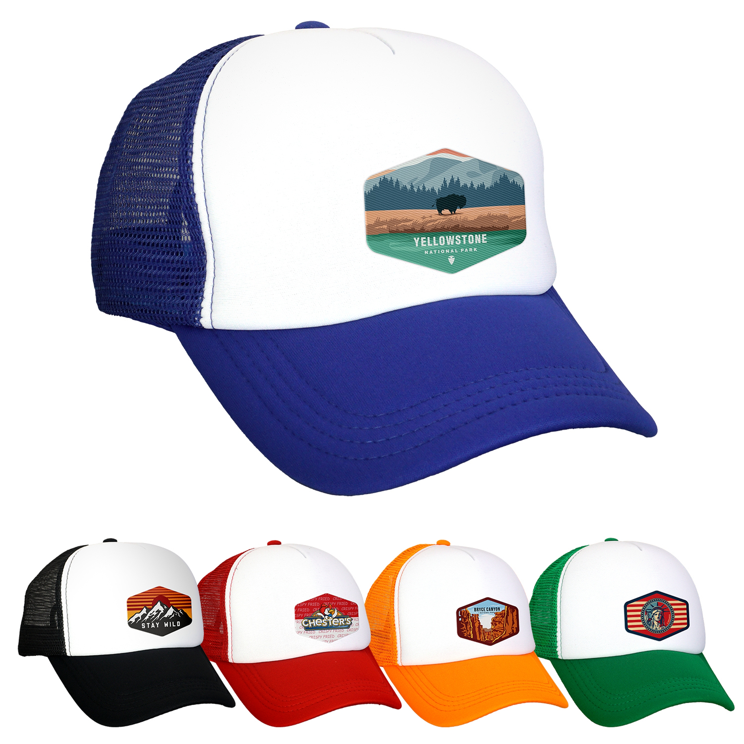 Foam Hexagon Emblem Trucker Hat 1