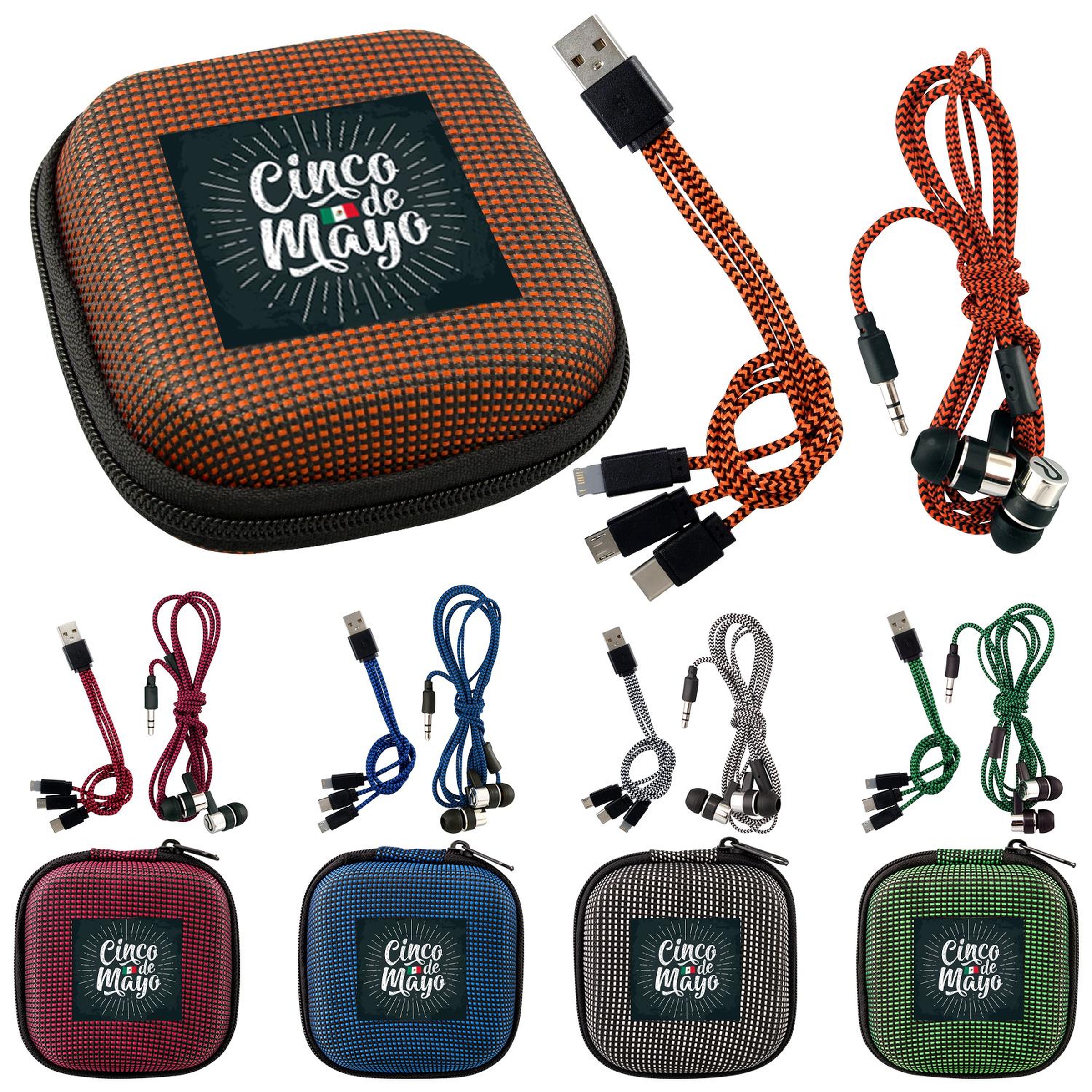 Textured Charging Cable Ear Bud Kit 1