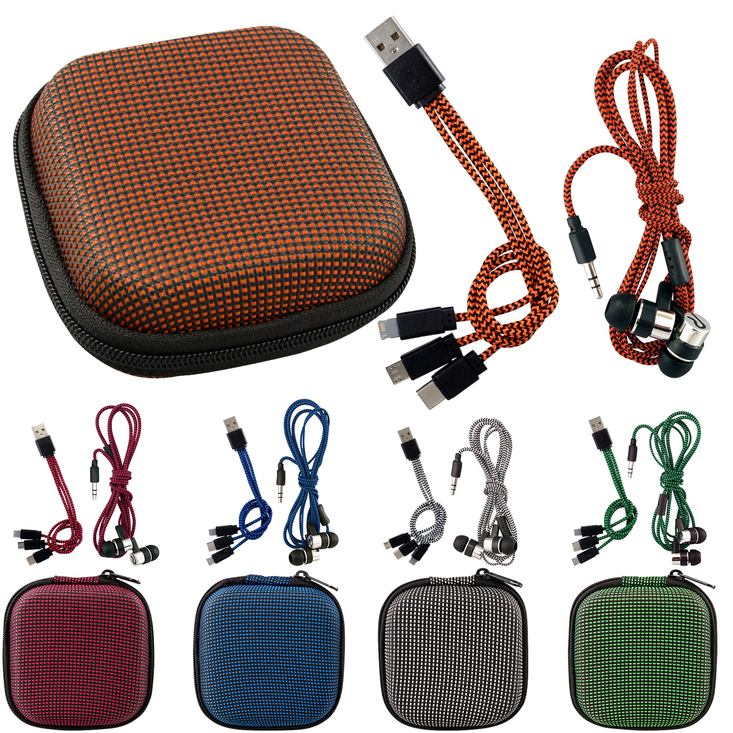 Textured Charging Cable Ear Bud Kit 1