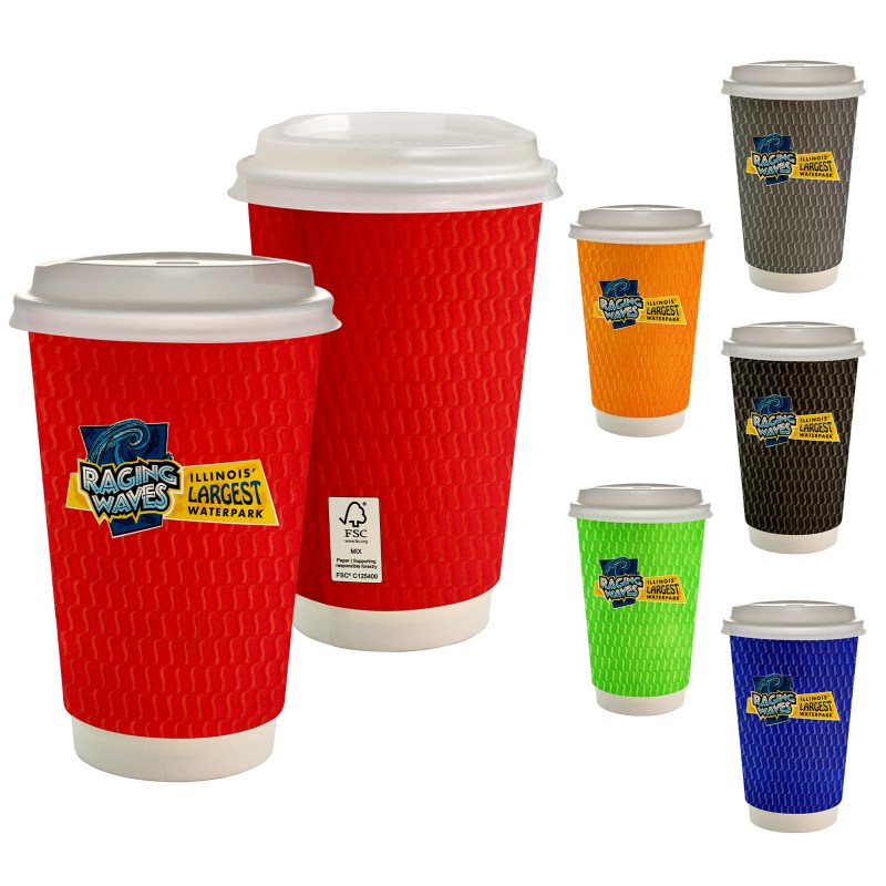 16 oz. Full Color Wave Paper Cup With Lid 1 16 oz. Full Color Wave Paper Cup With Lid 1