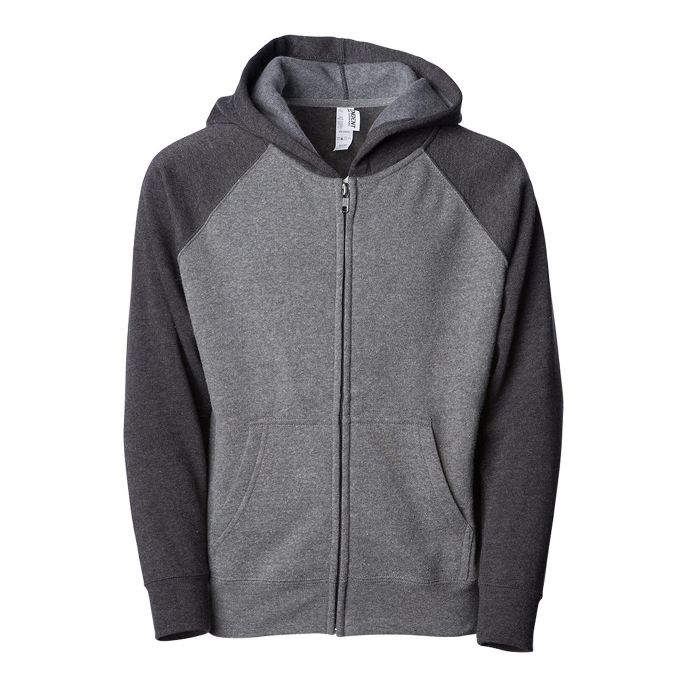 Independent Trading Co. Youth Lightweight Blend Raglan Zip Hood 1