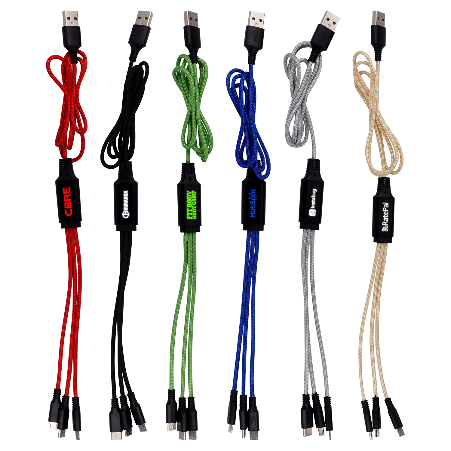 3' Metallic Logo Light Up Cable with Type C USB 1