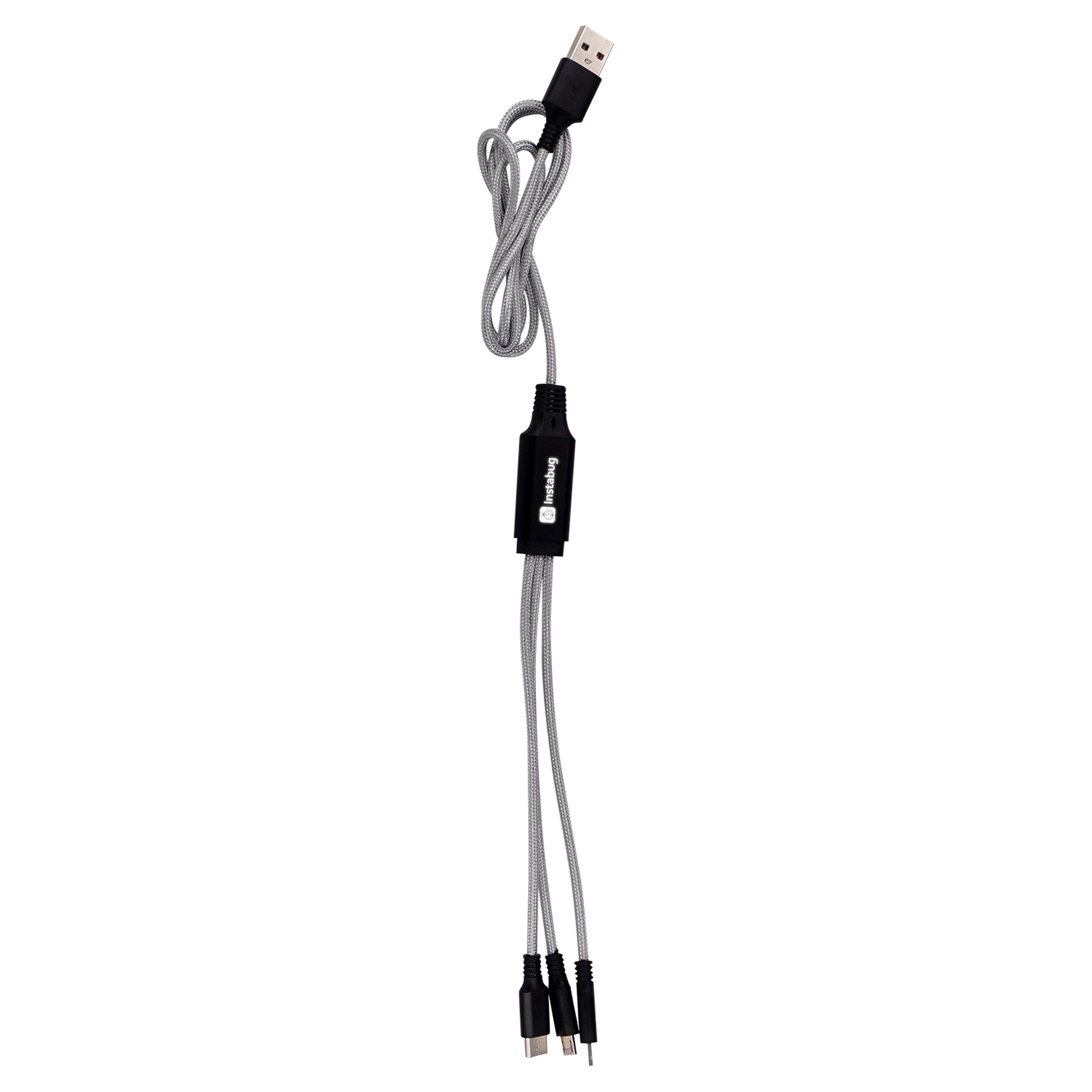 3' Metallic Logo Light Up Cable with Type C USB 1