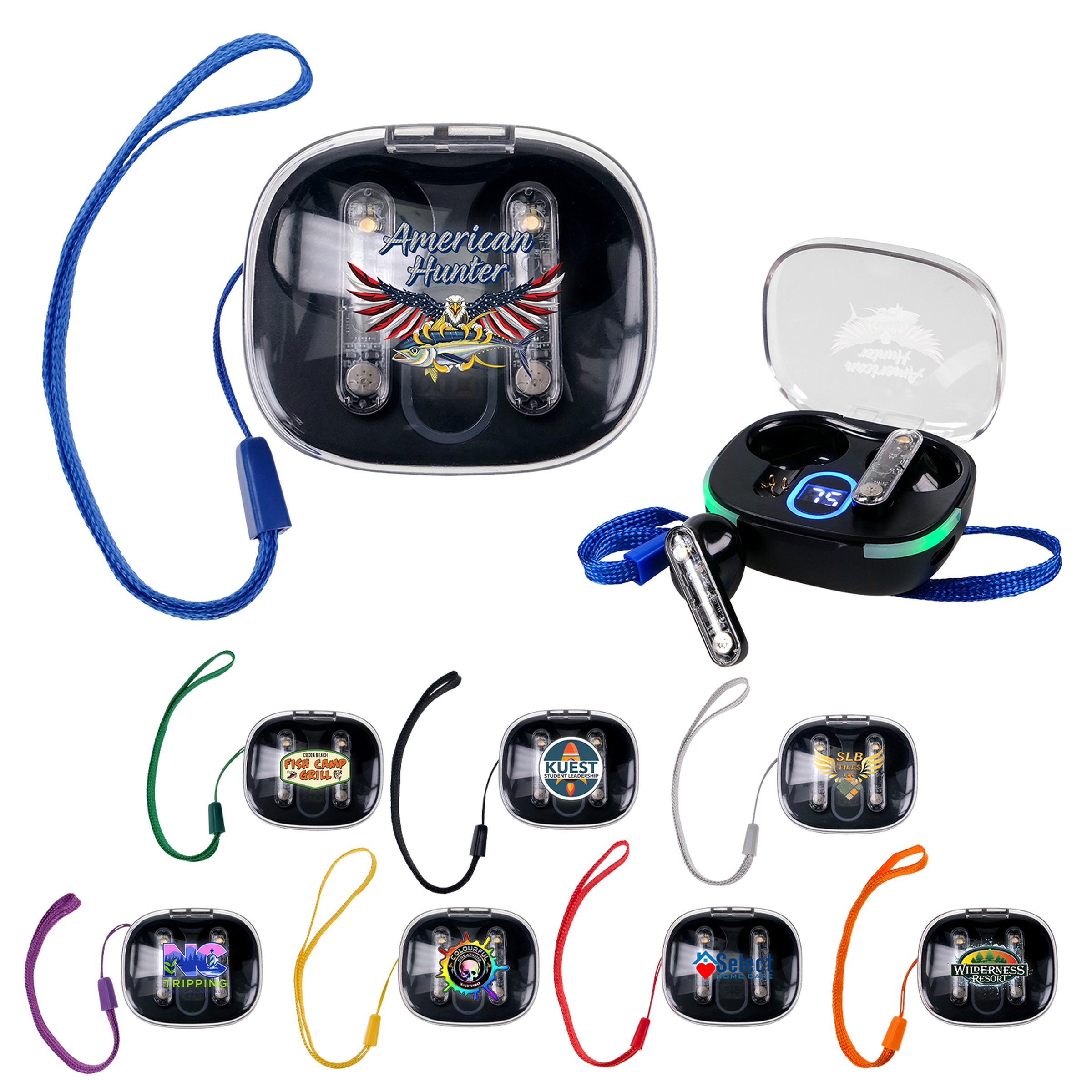 Light Up Display Lanyard Bluetooth Ear Buds 1