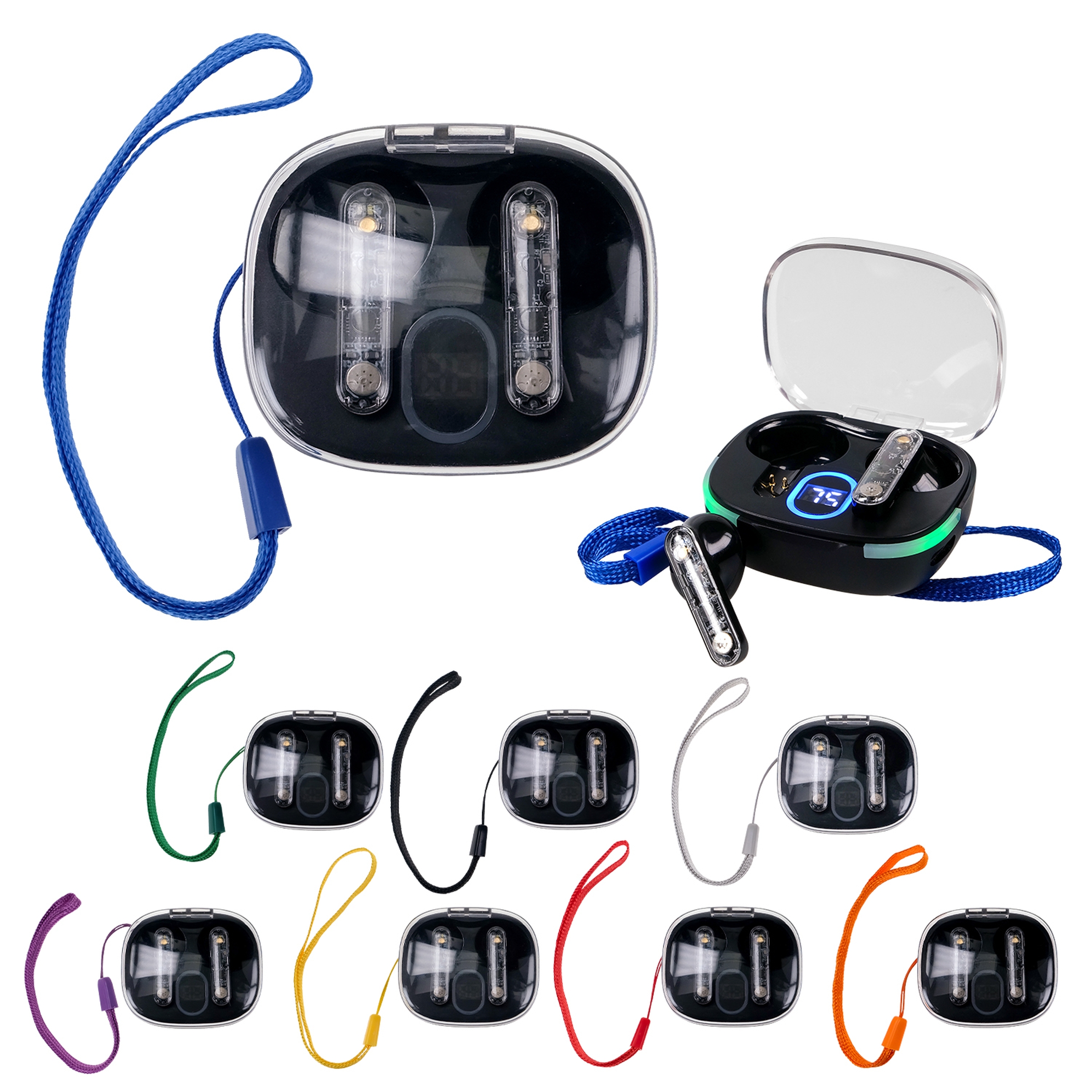 Light Up Display Lanyard Bluetooth Ear Buds 1