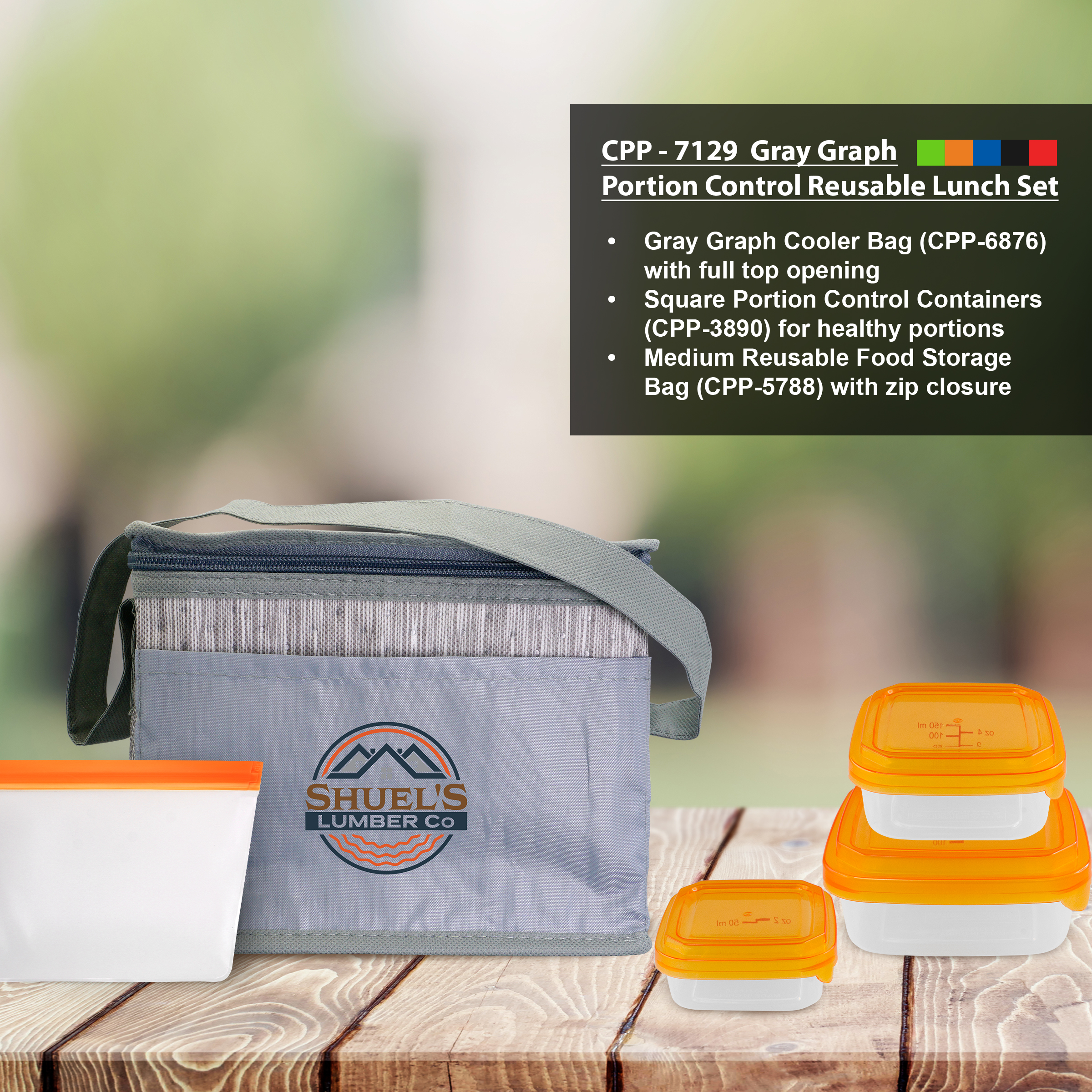 Gray Graph Portion Control Reusable Lunch Set 1