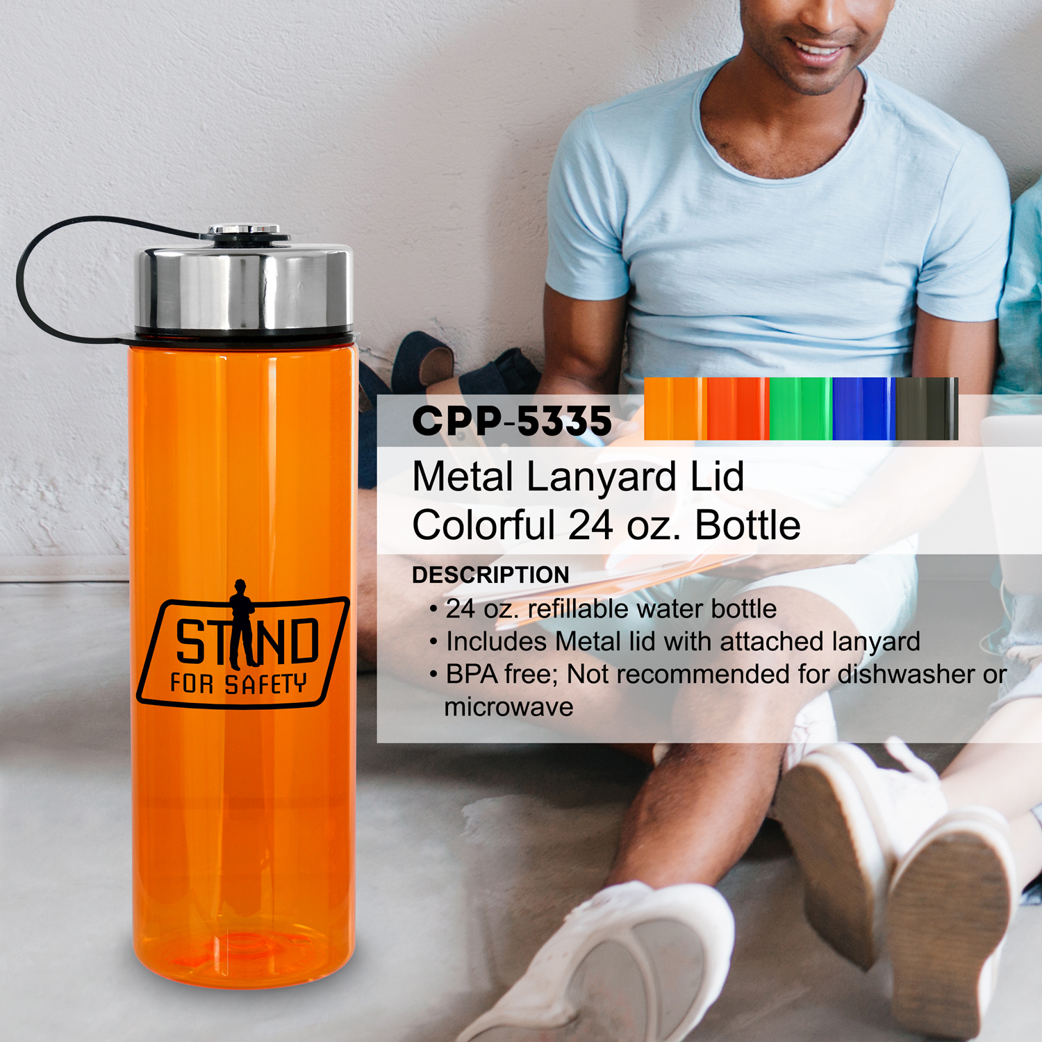 Metal Lanyard Lid Colorful 24 oz Bottle 1