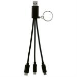 Metallic 3-in-1 Keychain Cable with Type C USB - Black Metallic 3-in-1 Keychain Cable with Type C USB - Black