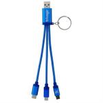 Metallic 3-in-1 Keychain Cable with Type C USB - Blue Metallic 3-in-1 Keychain Cable with Type C USB - Blue