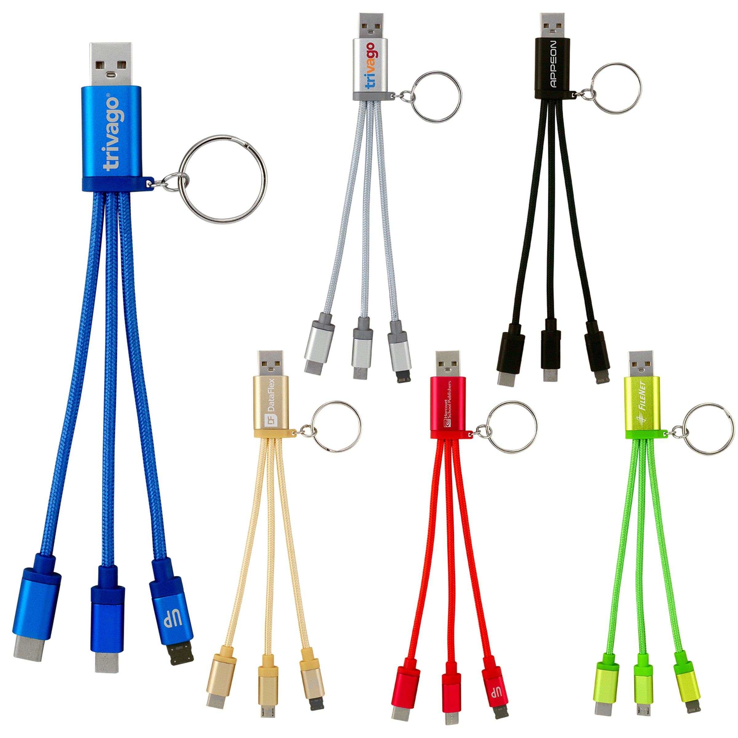 Metallic 3-in-1 Keychain Cable with Type C USB 1