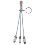 Metallic 3-in-1 Keychain Cable with Type C USB - Silver Metallic 3-in-1 Keychain Cable with Type C USB - Silver