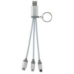 Metallic 3-in-1 Keychain Cable with Type C USB - Silver Metallic 3-in-1 Keychain Cable with Type C USB - Silver