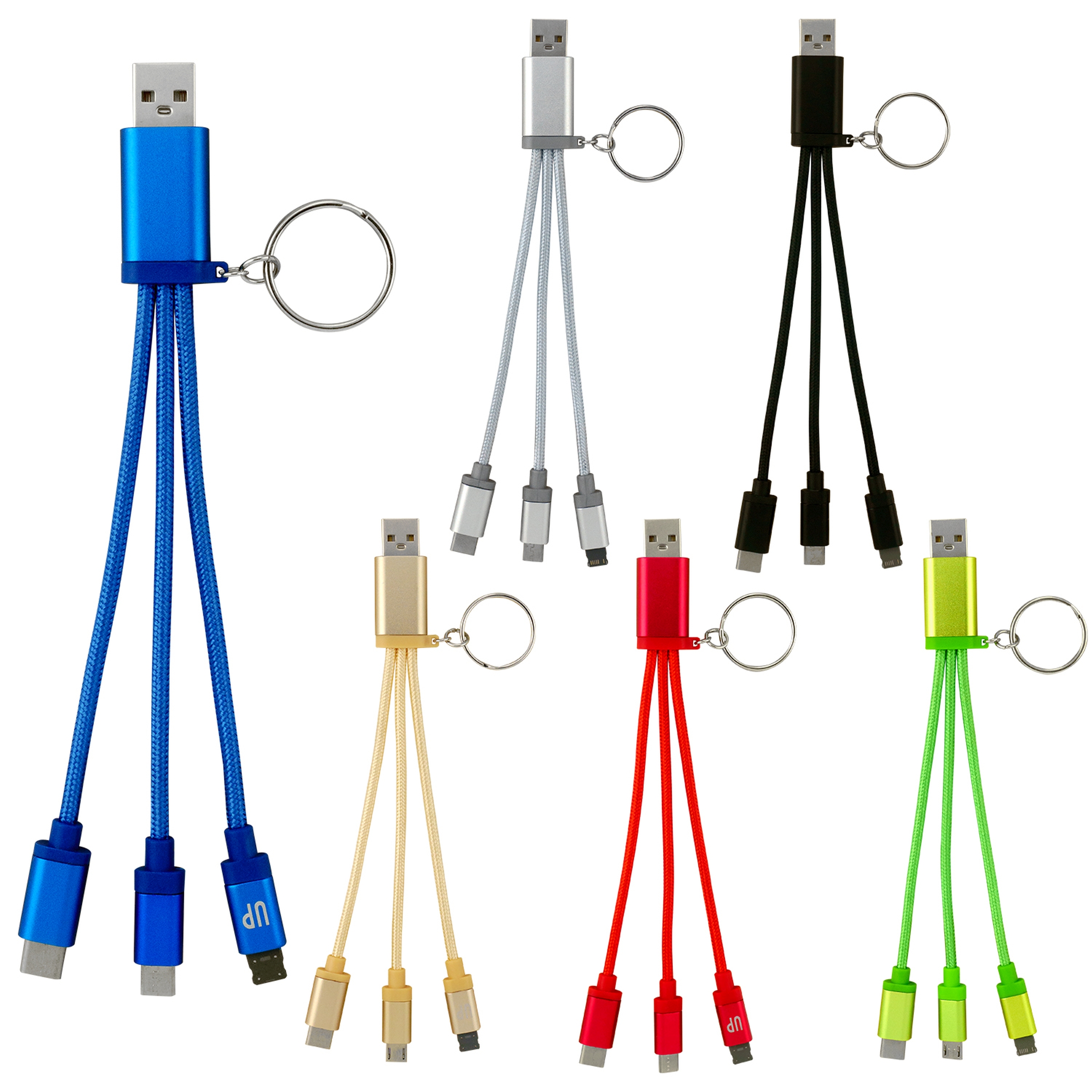 Metallic 3-in-1 Keychain Cable with Type C USB 1