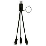 Metallic 3-in-1 Keychain Cable with Type C USB - Black Metallic 3-in-1 Keychain Cable with Type C USB - Black