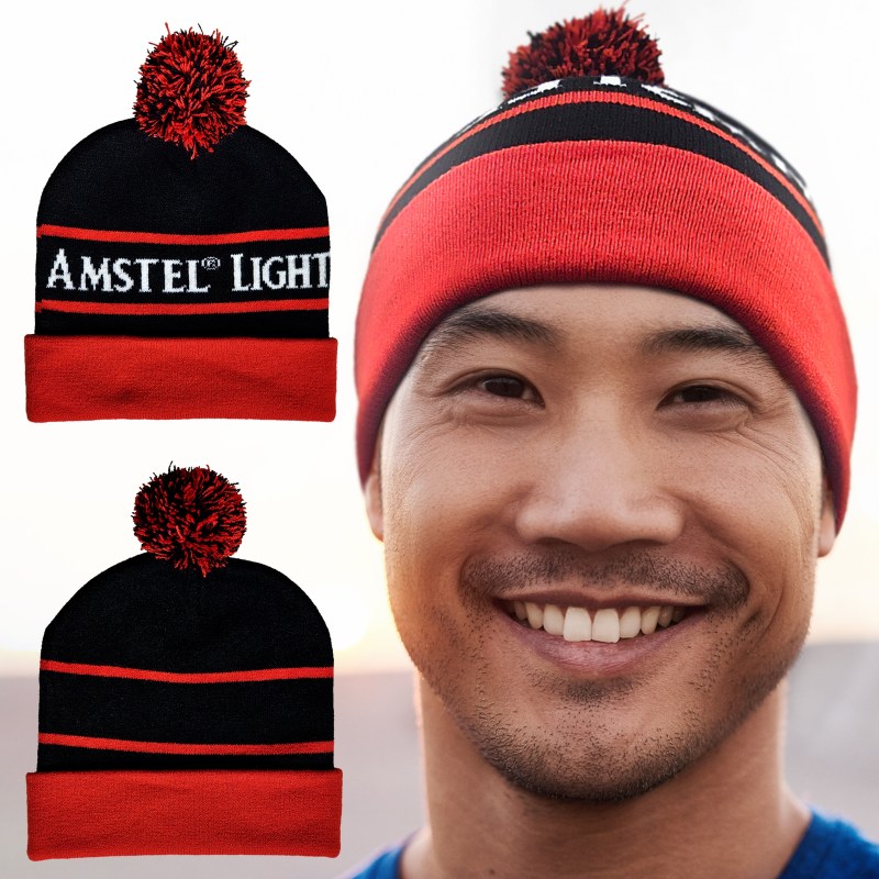 Full Color Knit Beanie With Pom 1 Full Color Knit Beanie With Pom 1