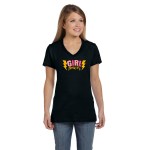 Hanes Ladies%27 4.5 oz., 100% Ringspun Cotton nano-T® V-Neck T-Shirt 1 Hanes Ladies%27 4.5 oz., 100% Ringspun Cotton nano-T® V-Neck T-Shirt 1