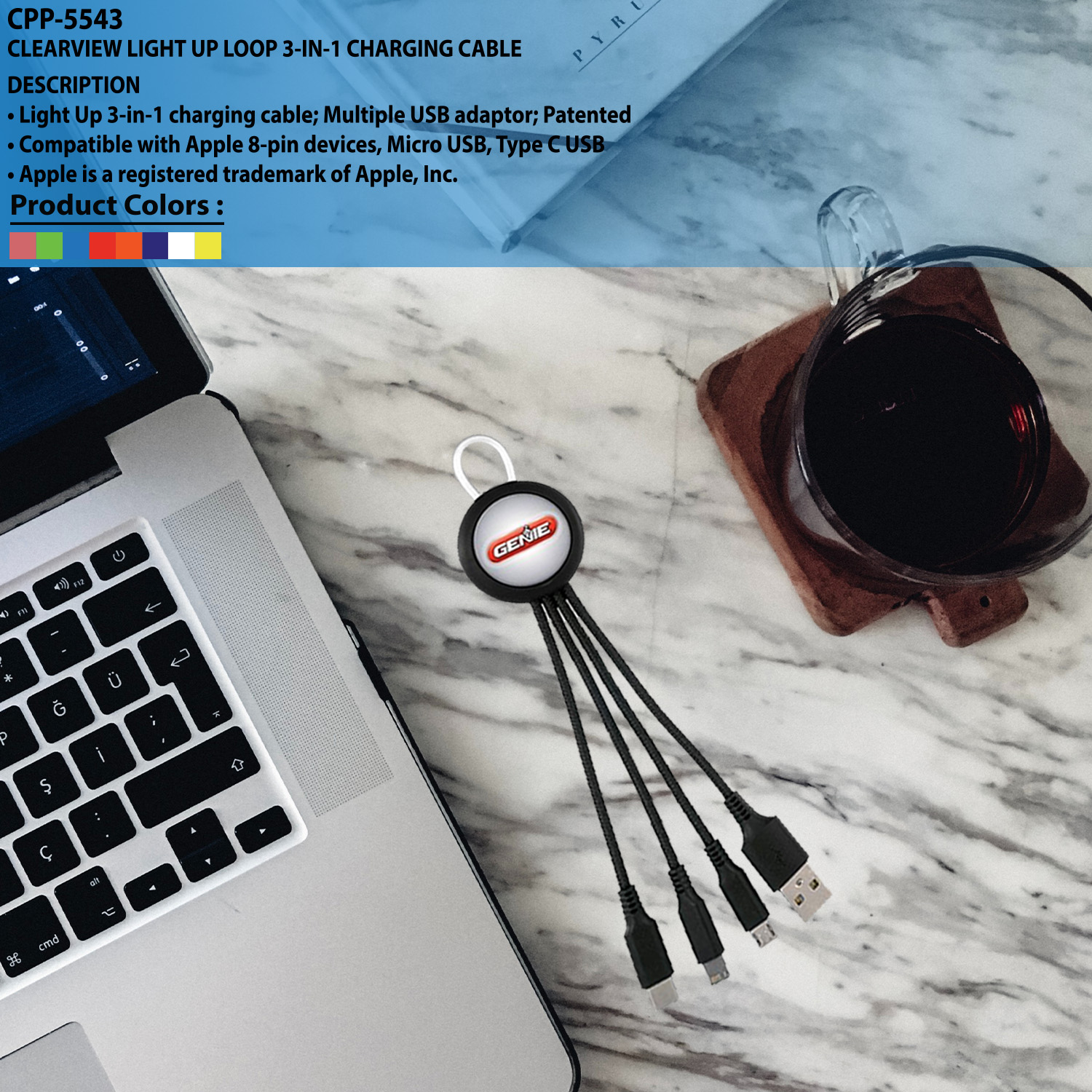Clearview Light Up Loop 3-in-1 Charging Cable 1
