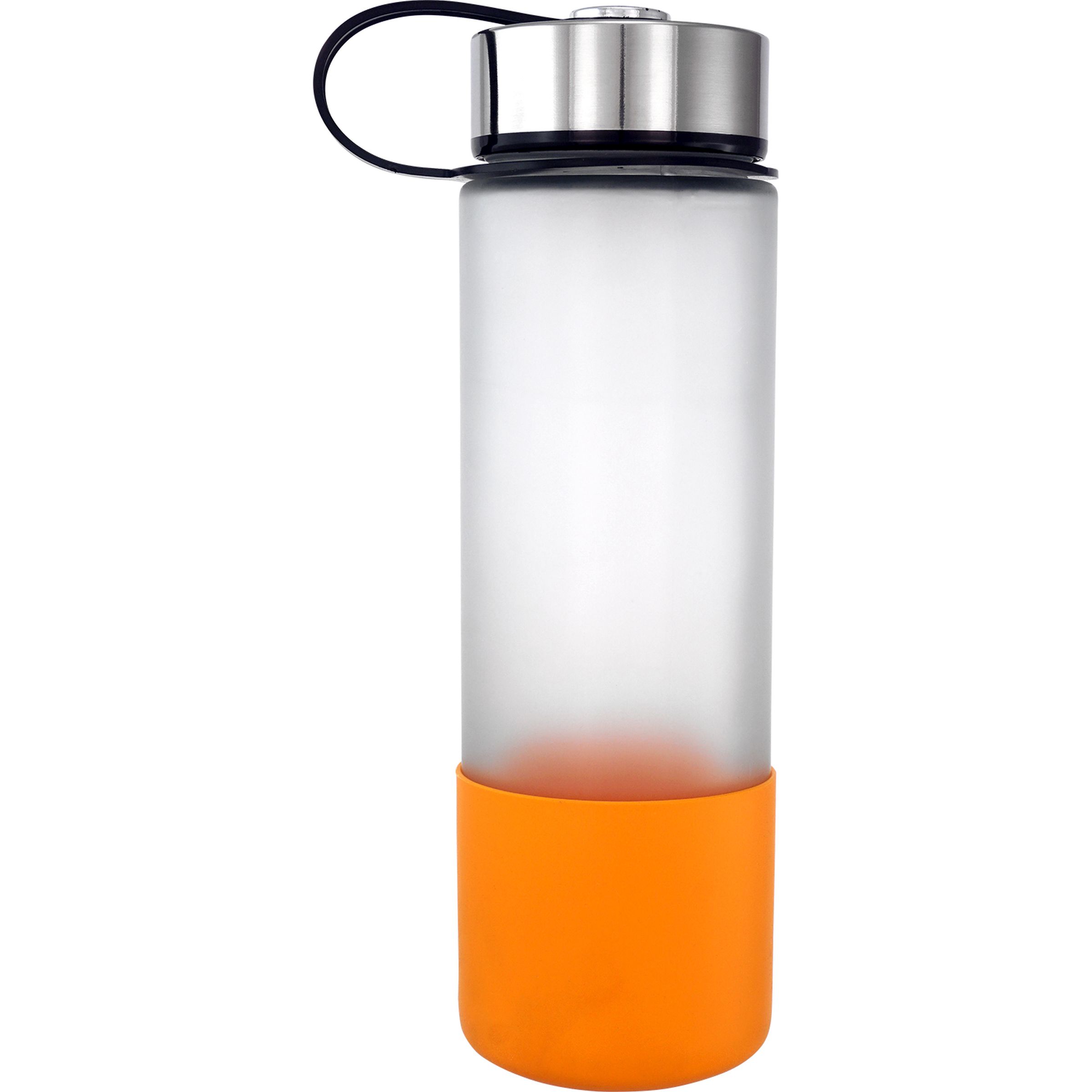 Metal Lanyard Lid 22 oz. Frosted Glass Grip Bottle 1