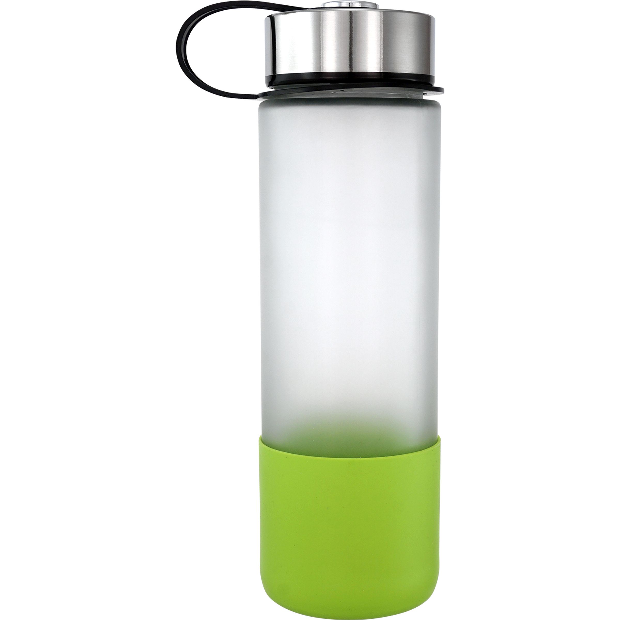 Metal Lanyard Lid 22 oz. Frosted Glass Grip Bottle 1