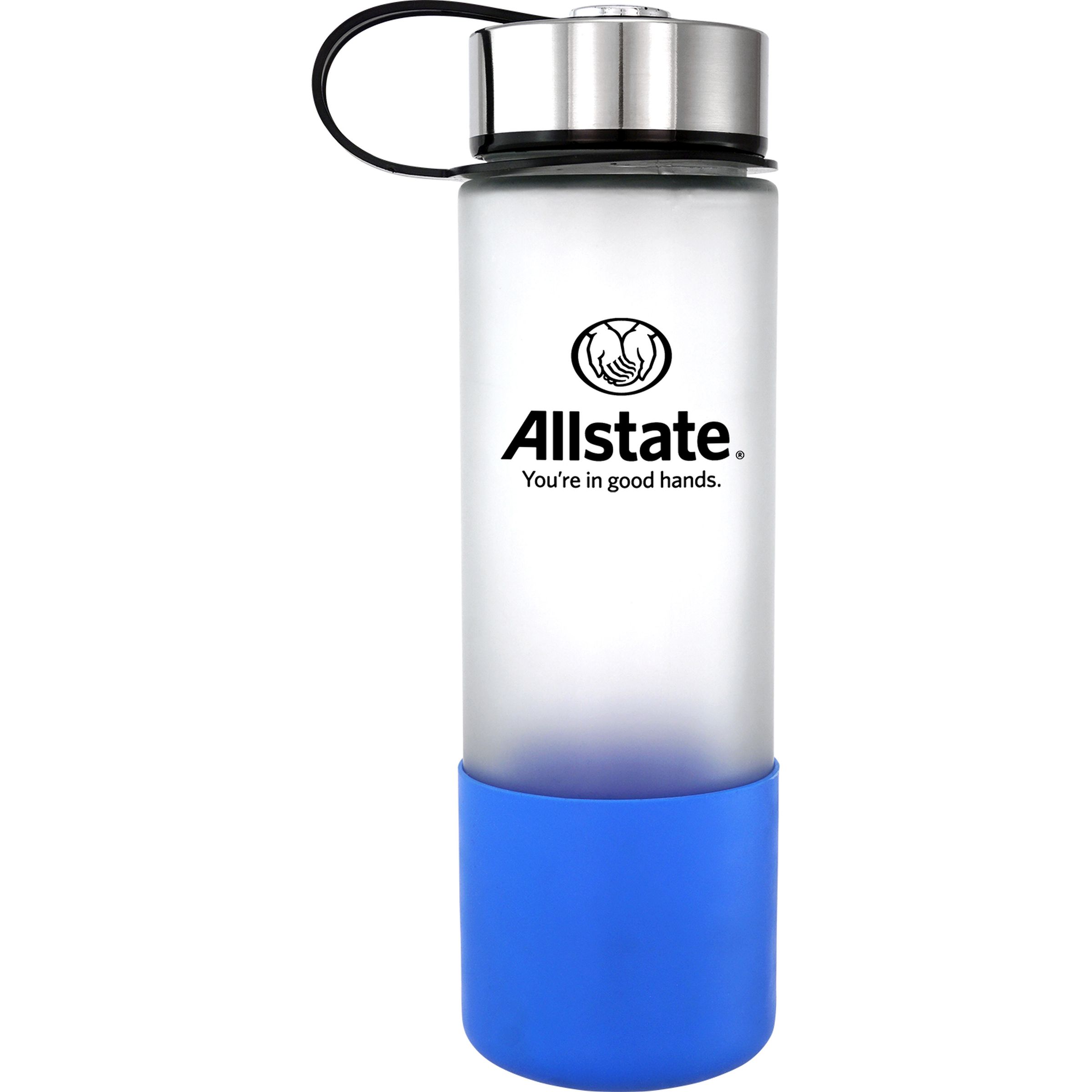 Metal Lanyard Lid 22 oz. Frosted Glass Grip Bottle 1