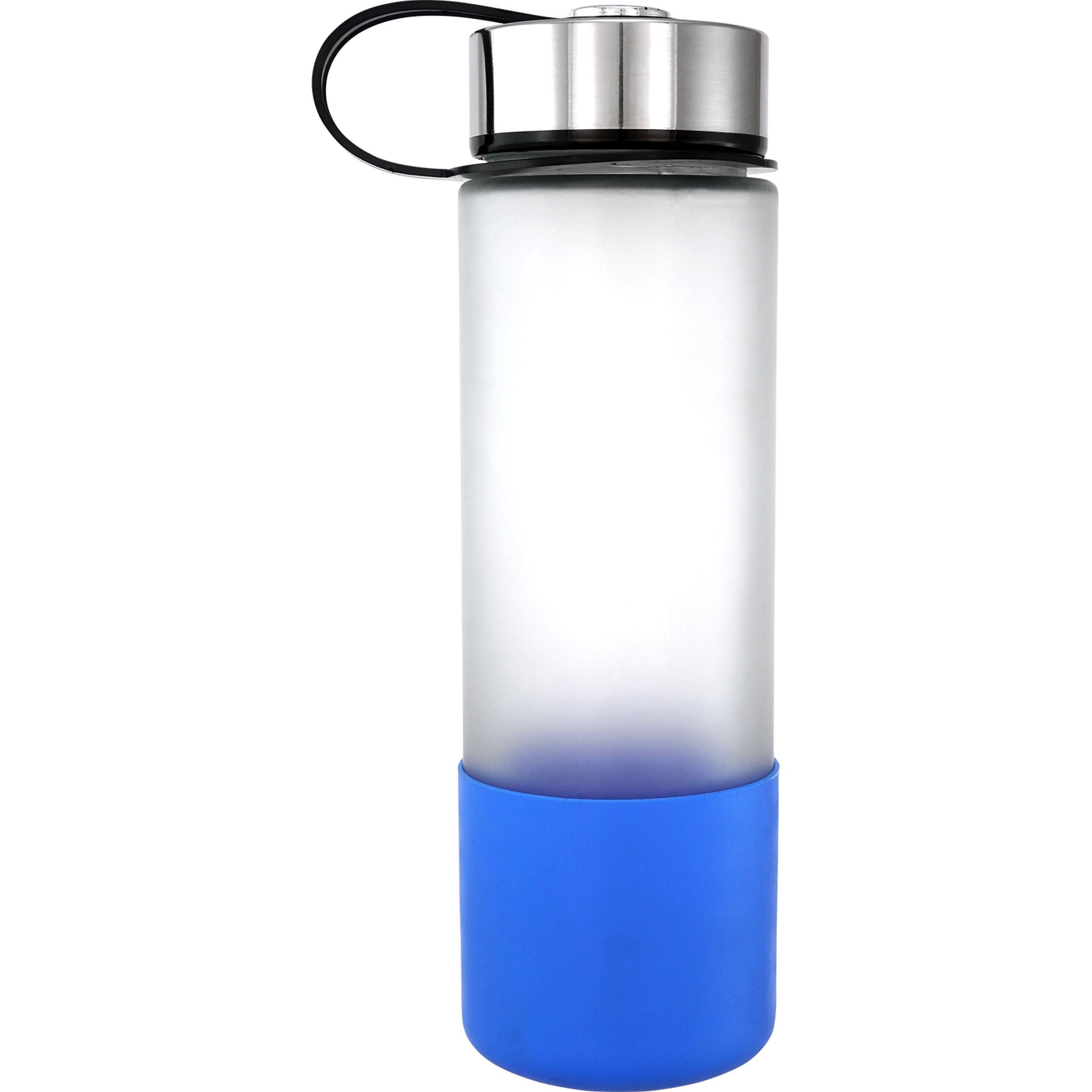 Metal Lanyard Lid 22 oz. Frosted Glass Grip Bottle 1
