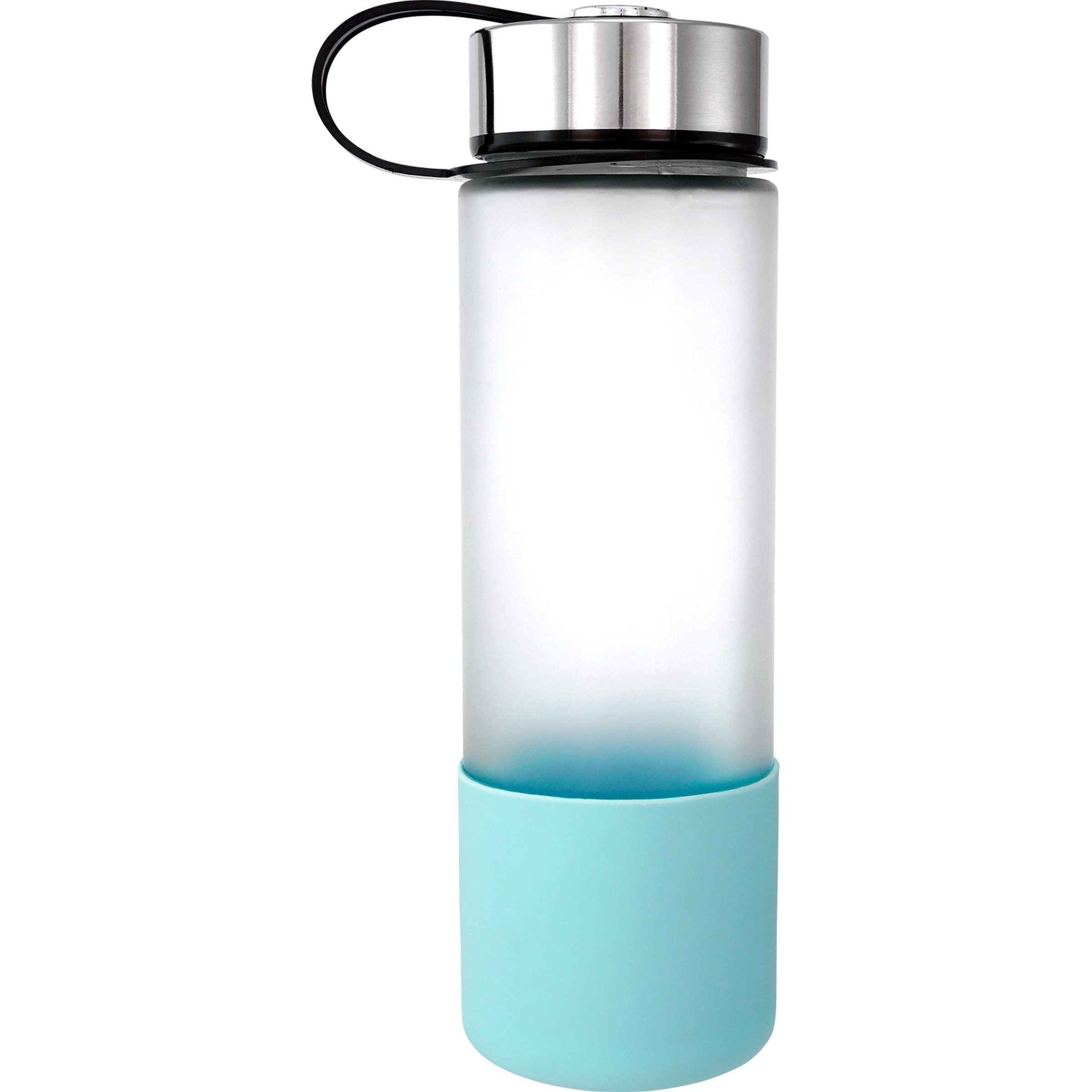 Metal Lanyard Lid 22 oz. Frosted Glass Grip Bottle 1