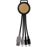 Two Tone Dual Input 3-in-1 Charging Cable - Beige-Blank Two Tone Dual Input 3-in-1 Charging Cable - Beige-Blank