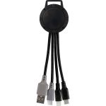 Two Tone Dual Input 3-in-1 Charging Cable - Black-Blank Two Tone Dual Input 3-in-1 Charging Cable - Black-Blank
