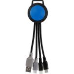 Two Tone Dual Input 3-in-1 Charging Cable - Teal-Blank Two Tone Dual Input 3-in-1 Charging Cable - Teal-Blank
