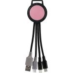 Two Tone Dual Input 3-in-1 Charging Cable - Pink-Blank Two Tone Dual Input 3-in-1 Charging Cable - Pink-Blank