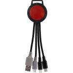 Two Tone Dual Input 3-in-1 Charging Cable - Red-Blank Two Tone Dual Input 3-in-1 Charging Cable - Red-Blank