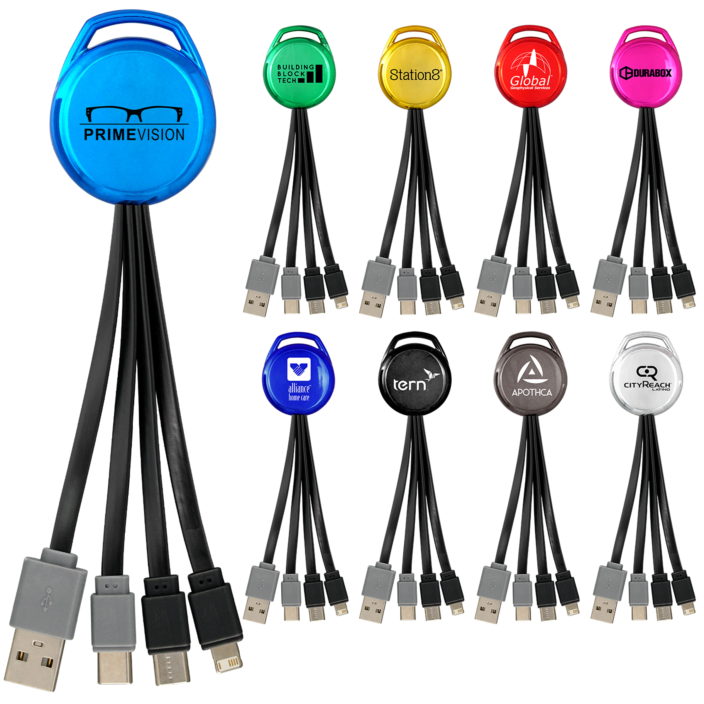 Metallic Vivid Dual Input 3-in-1 Charging Cable 1