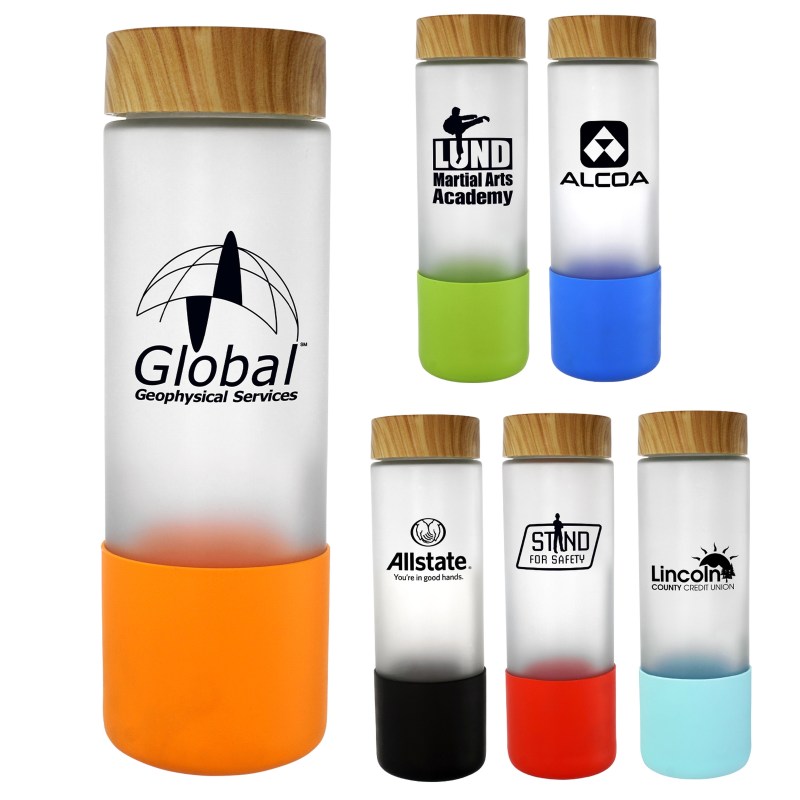 Bamboo Pattern 22 oz. Frosted Glass Bottle 1 Bamboo Pattern 22 oz. Frosted Glass Bottle 1