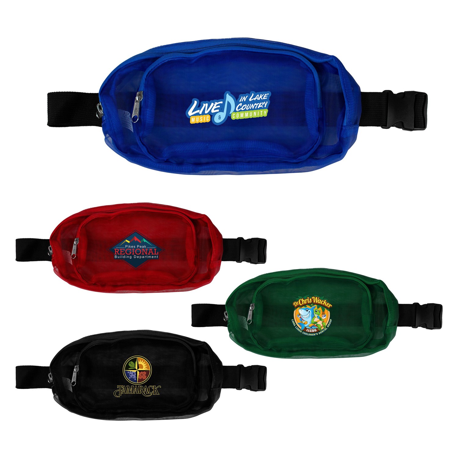 Recycled Multi-Pocket Mesh Fanny Pack 1