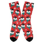 Holiday Full Color Socks - Penguin red Holiday Full Color Socks - Penguin red