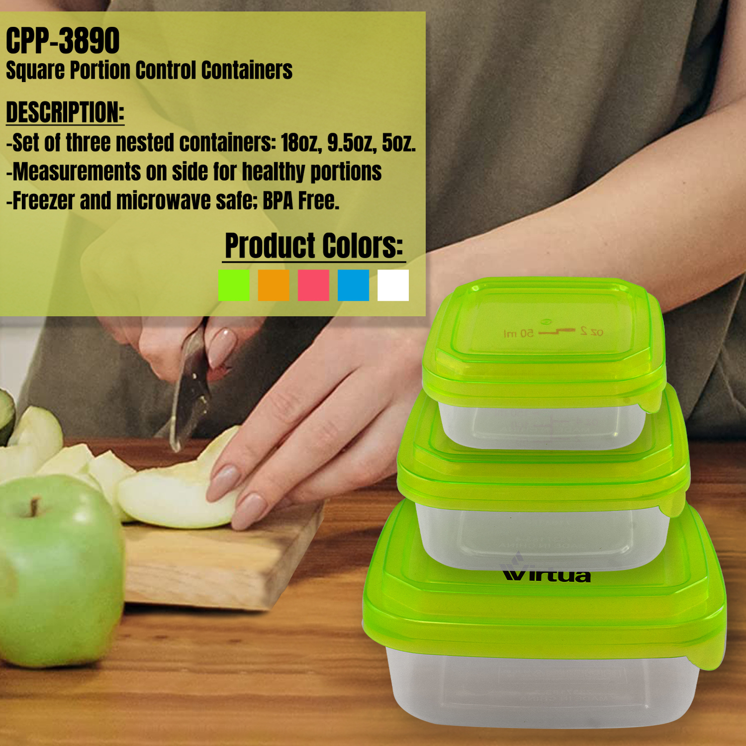 Square Portion Control Containers 1