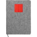 Heathered Recycled Notebook with Metal Accent - red Heathered Recycled Notebook with Metal Accent - red