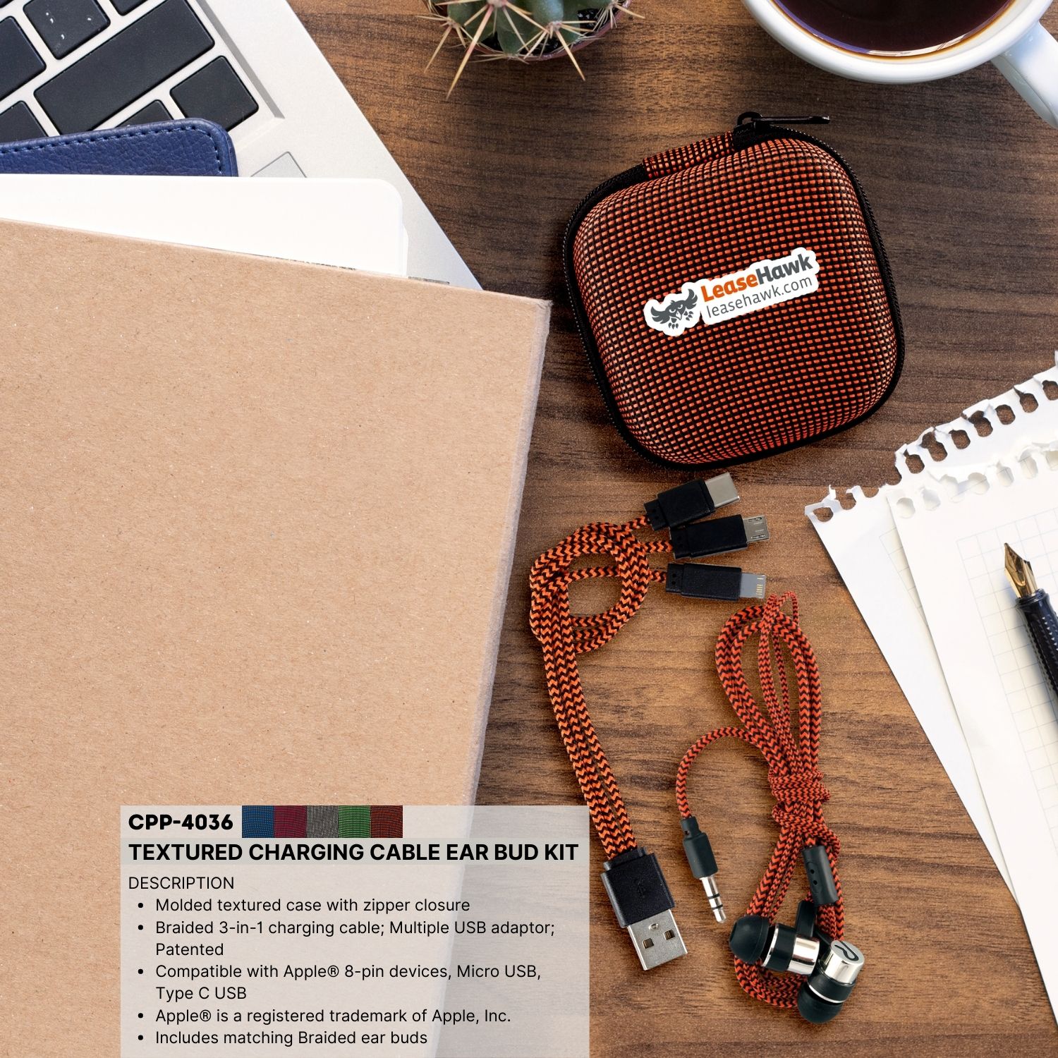 Textured Charging Cable Ear Bud Kit 1