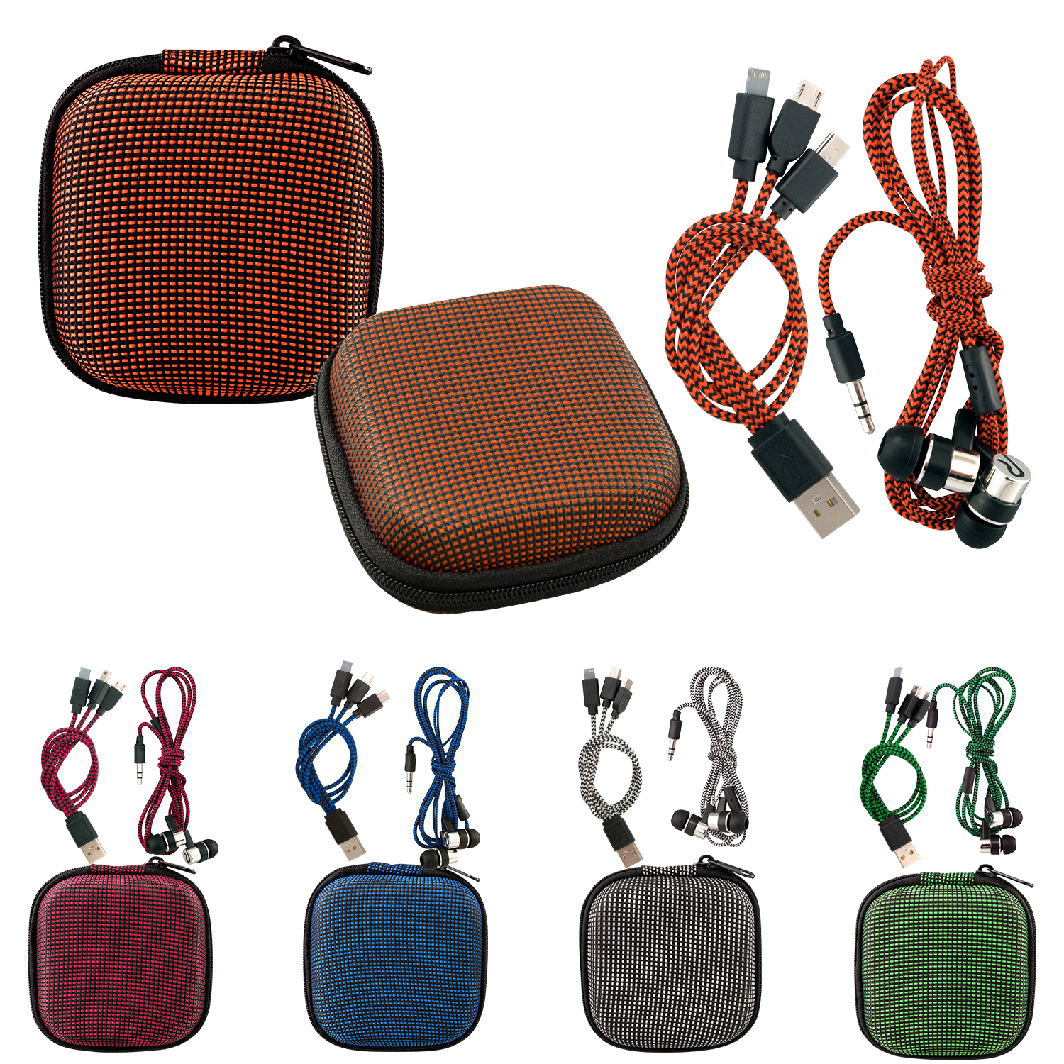 Textured Charging Cable Ear Bud Kit 1