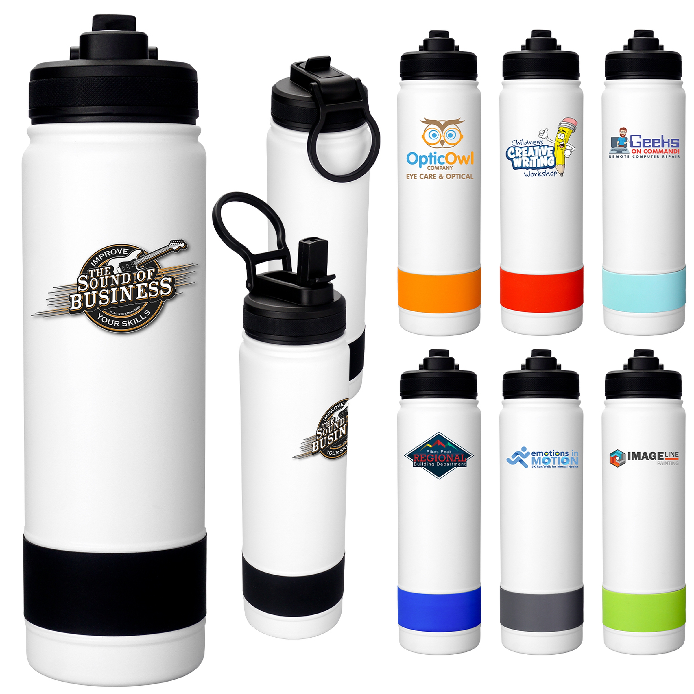 Colorful Pop Up 24 oz. Banded Bottle 1
