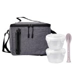 Nested Oval Cutlery Lunch Set - Black-Blank Nested Oval Cutlery Lunch Set - Black-Blank
