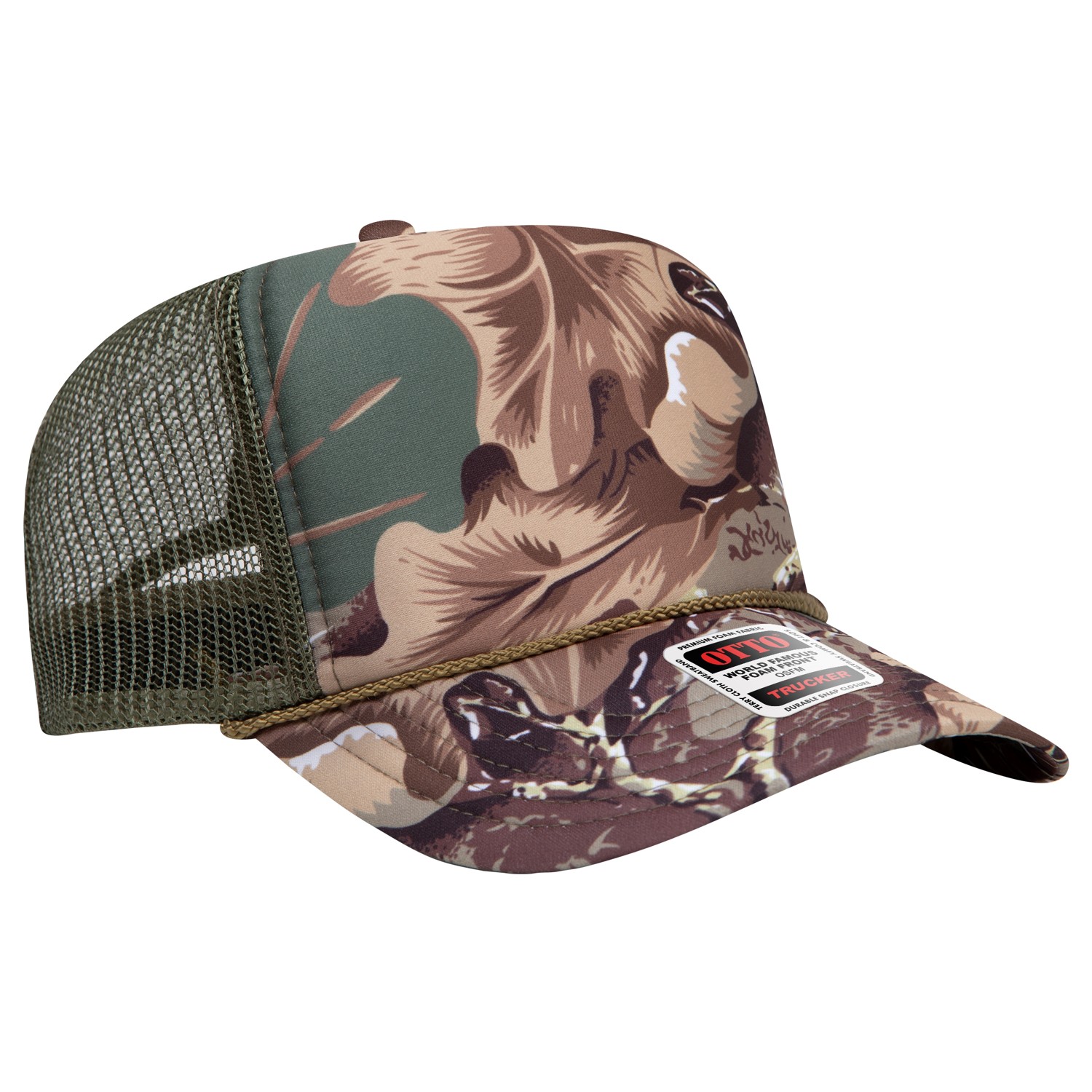 Otto Cap® 5 Panel High Crown Mesh Back Trucker Hat 1