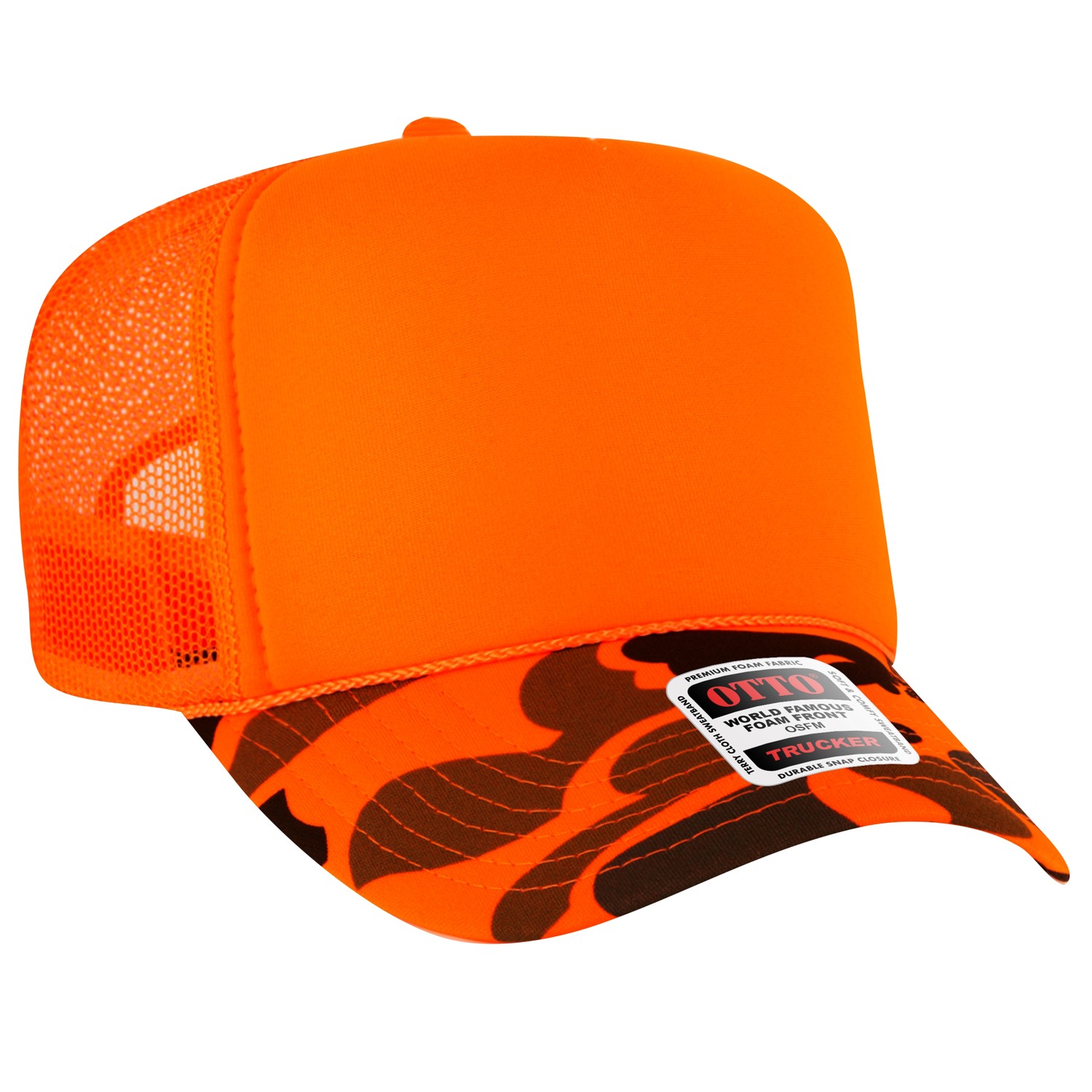 Otto Cap® 5 Panel High Crown Mesh Back Trucker Hat 1