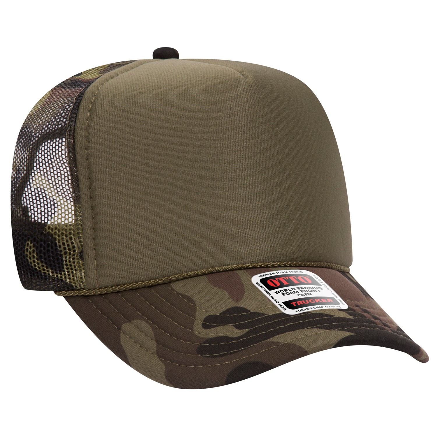 Otto Cap® 5 Panel High Crown Mesh Back Trucker Hat 1