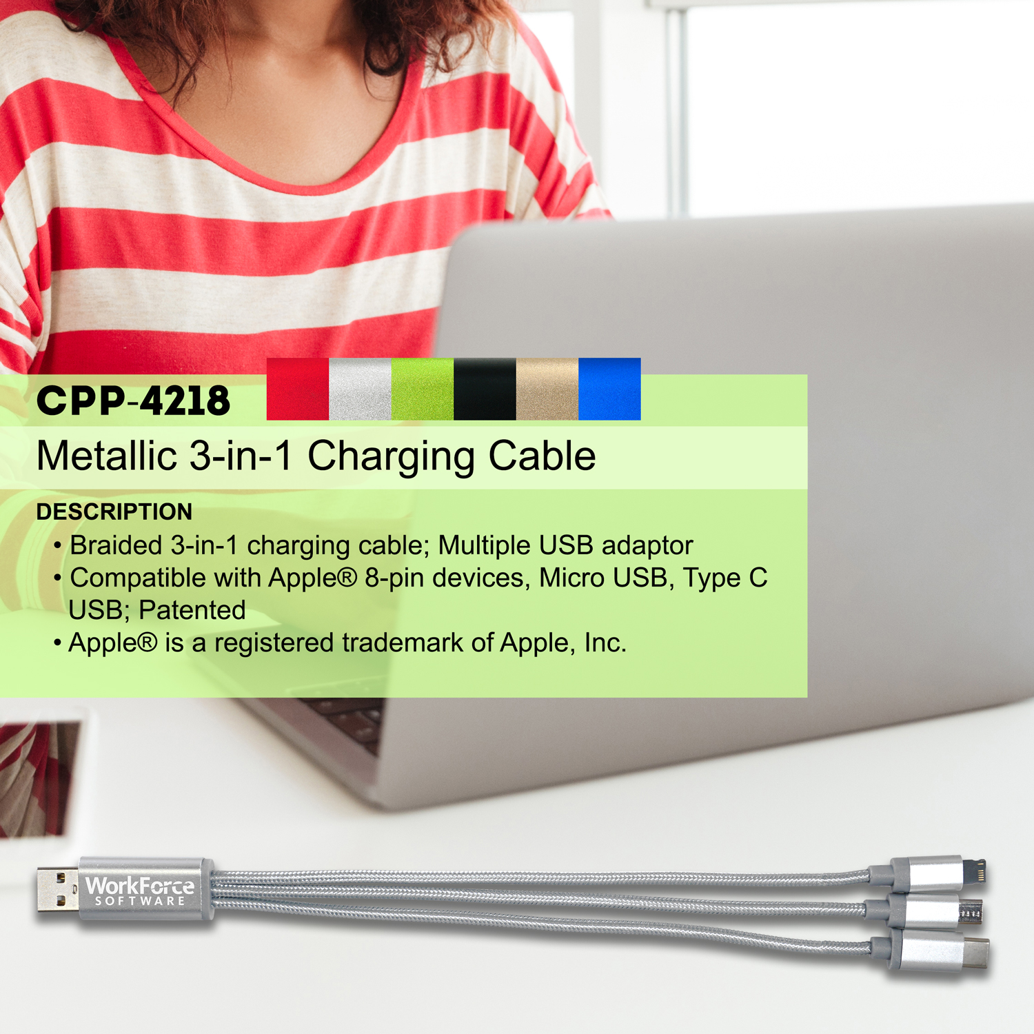 Metallic 3-In-1 Charging Cable 1