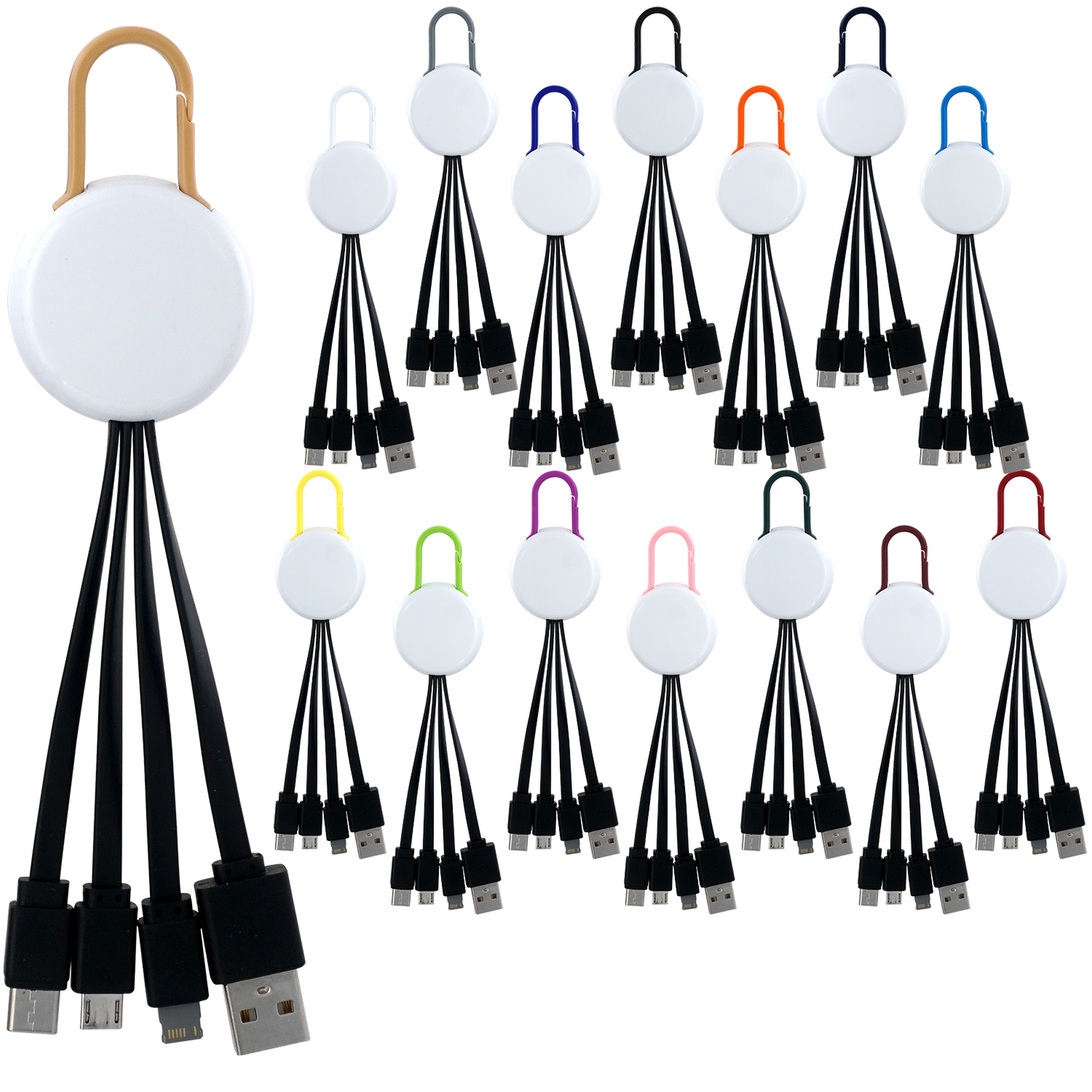 White Colorful Clip 3" 1 Charging Cable 1