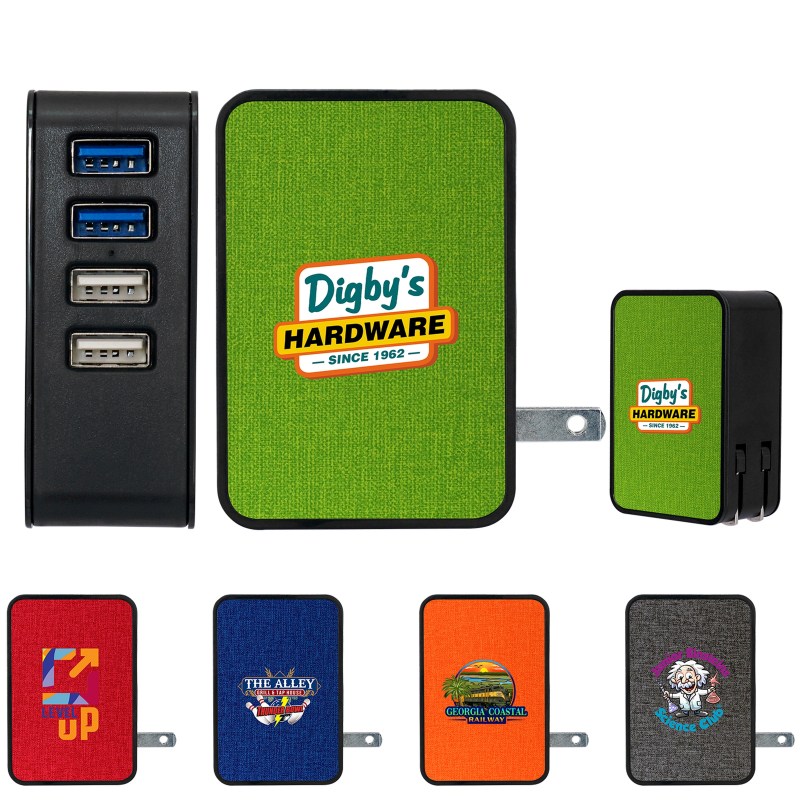 UL 4 Port Heathered USB Folding Wall Charger 1 UL 4 Port Heathered USB Folding Wall Charger 1