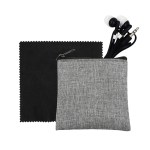 Recycled Ear Bud & Cloth Set - Black - Recycled Ear Bud & Cloth Set - Black -